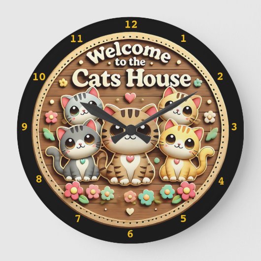Kawaii Kattenklok Welkom thuis Grote Klok (Voorkant)