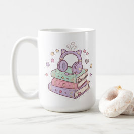 Kawaii Kattenkop Hoofdtelefoon Magische Boeken Mok