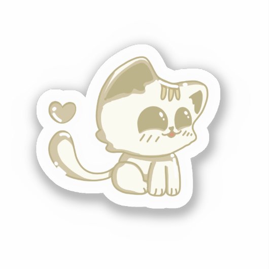 Kawaii Kattenliefhebber Cadeau | Cute Chibi Kitten Sticker (Voorkant)
