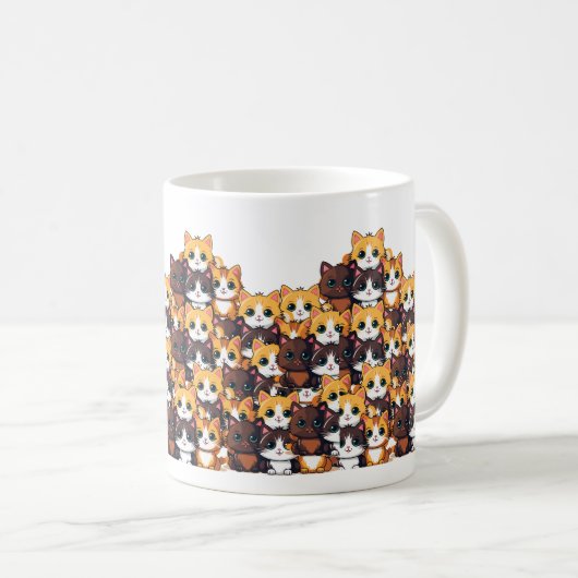 Kawaii kattenpatroon in zachte kleuren Mok (Voorkant rechts)