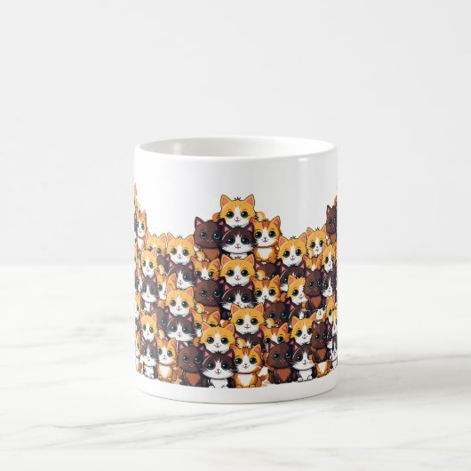 Kawaii kattenpatroon in zachte kleuren Mok (Center)