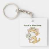 Kawaii kattenverzorger Beste kattenmoeder Acrylsle Sleutelhanger (Voorkant)