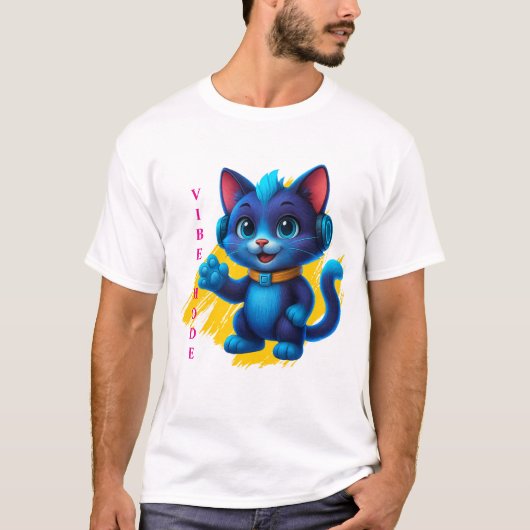 Kawaii Katze mit Kopfhörern T-shirt (Voorkant)