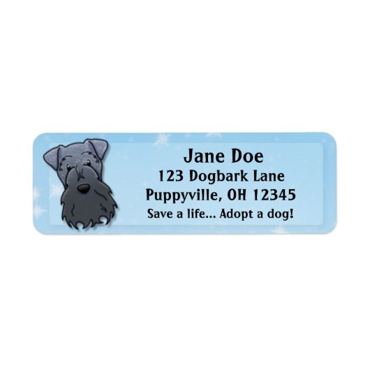 Kawaii Kerry Blue Terrier Etiket (Voorkant)