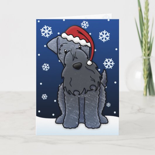 Kawaii Kerry Blue Terrier-kerstkaart Feestdagen Kaart (Voorkant)