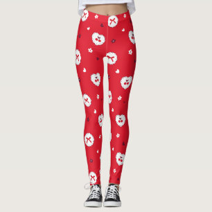 Kawaii-kersen en -lintenpatroon leggings