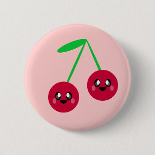Kawaii Kersen Fruit Happy Friends Ronde Button 5,7 Cm