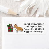 Kawaii Kerst Corgi Puppy Gift Adresetiketten Etiket (Insitu)