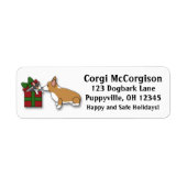 Kawaii Kerst Corgi Puppy Gift Adresetiketten Etiket (Voorkant)