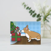 Kawaii Kerst Corgi Puppy Gift Feestdagenkaart (Staand voorkant)