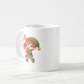 Kawaii Kerst Elf Mok met Suikerstok (Voorkant links)