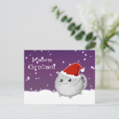 Kawaii kerst grijs tabby kitty kat feestdagenkaart (Staand voorkant)