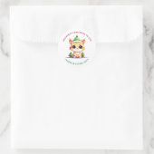 Kawaii Kerst Kitten Vakantie Kat Pun Ronde Sticker (Tas)