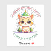 Kawaii Kerst Kitten Vakantie Kat Pun Sticker (Vel)