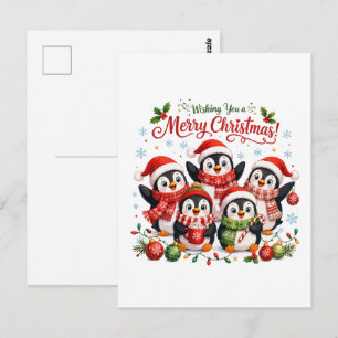 Kawaii Kerst Pinguïns Briefkaart