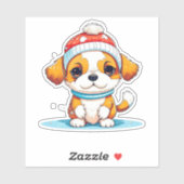 Kawaii Kerst Puppy Hond Sticker (Vel)