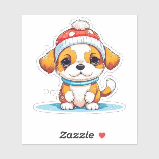 Kawaii Kerst Puppy Hond Sticker (Vel)