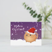 Kawaii kerst sinaasappel tabby kitty cat feestdagenkaart (Staand voorkant)
