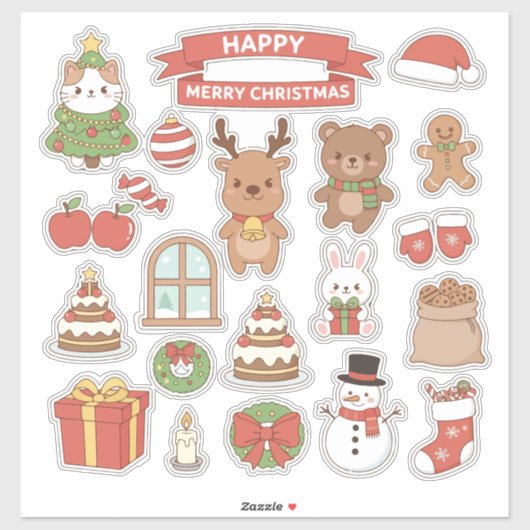 Kawaii Kerst Sticker Bom Telefoon Hoesje | Schatti (Vel)