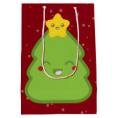 Kawaii kerstboom en Star Gift Bag Medium Cadeauzakje (Achterkant)