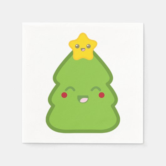 Kawaii kerstboom en Star Paper Napkins Servet (Voorkant)