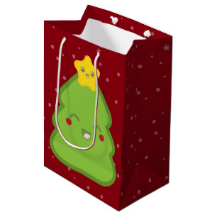 Kawaii Kerstboom en Ster Geschenkentas Medium Cadeauzakje