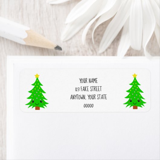 Kawaii kerstboom etiket (Insitu)