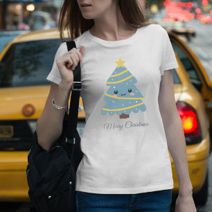 Kawaii kerstboom op de T-shirt van Vrouw