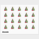 Kawaii kerstboom ronde sticker (Vel)