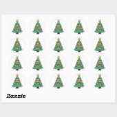 Kawaii kerstboom ronde sticker (Vel)