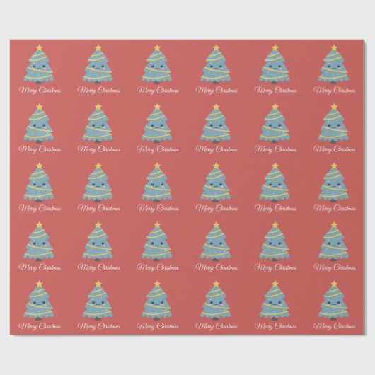 Kawaii kerstboompapier cadeaupapier (Vlak)