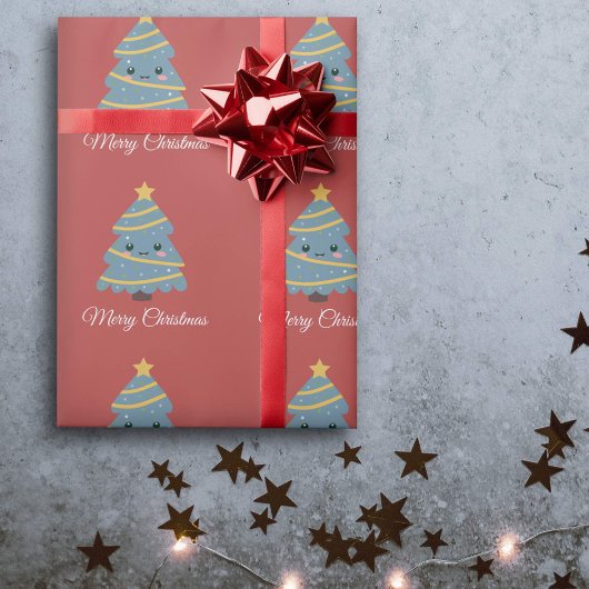 Kawaii kerstboompapier cadeaupapier