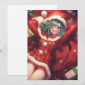 Kawaii Kerstcadeaus Gifts Santa Anime Meisje Feestdagenkaart (Voorkant / Achterkant)
