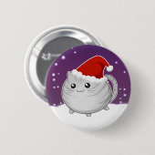Kawaii kerstgrijze tafelklei kitty cat ronde button 5,7 cm (Voorkant /achterkant)