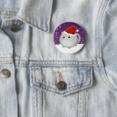 Kawaii kerstgrijze tafelklei kitty cat ronde button 5,7 cm (In situ)