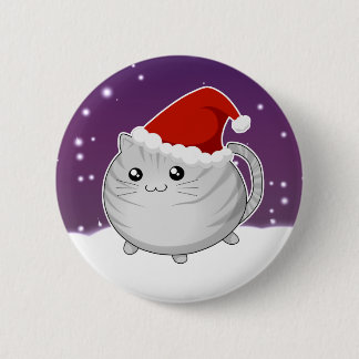 Kawaii kerstgrijze tafelklei kitty cat ronde button 5,7 cm