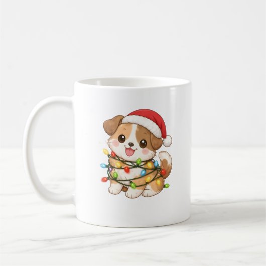 Kawaii Kersthond Mok met Santa Hoed (Links)