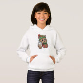 Kawaii Kerstkat en Iced Latte Pullover voor Kinder (Voorkant volledig)