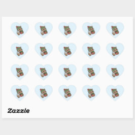 Kawaii Kerstkat Hartvormige Cadeau Stickers
