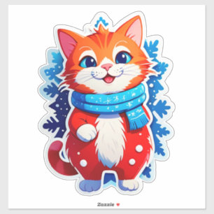 🎄 Kawaii Kerstkat Sticker Cadeau voor Kattenliefh