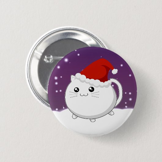 Kawaii kerstkatje ronde button 5,7 cm (Voorkant /achterkant)