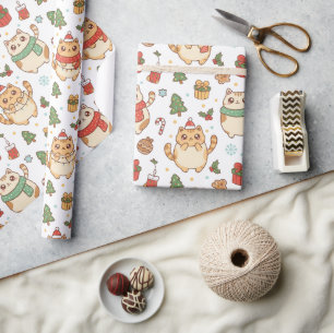 Kawaii Kerstkatten en Holiday Treats Cadeaupapier