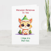 Kawaii Kerstkitten en Gelukkig Nieuwjaar Kaart (Voorkant)
