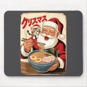 Kawaii Kerstman eet Ramen Noedels Japanse Kerstmis Muismat