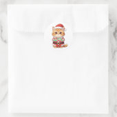 Kawaii Kerstman Kat Vrolijk Kerstfeest Ronde Sticker (Tas)