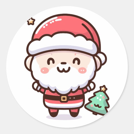 Kawaii Kerstman Sticker (Voorkant)