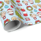 Kawaii Kerstmis Cadeaupapier (Rol Hoek)