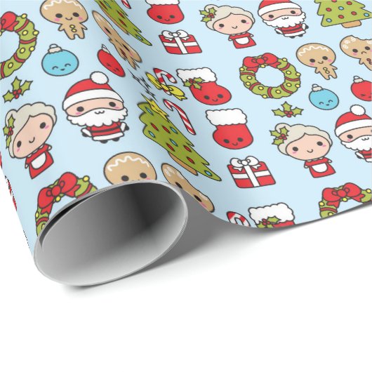 Kawaii Kerstmis Cadeaupapier (Rol Hoek)