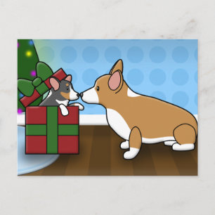 Kawaii Kerstmis Corgi Puppy Gift Feestdagenkaart
