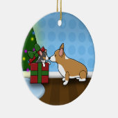 Kawaii Kerstmis Corgi Puppy Gift Ornament (Rechts)